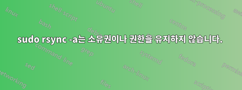 sudo rsync -a는 소유권이나 권한을 유지하지 않습니다.