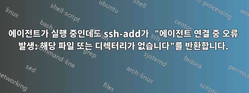 에이전트가 실행 중인데도 ssh-add가 "에이전트 연결 중 오류 발생: 해당 파일 또는 디렉터리가 없습니다"를 반환합니다.