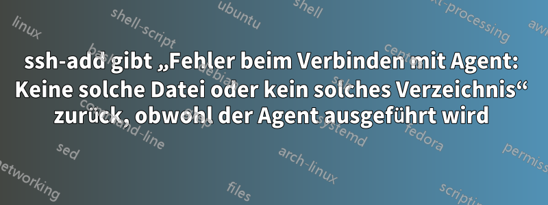 ssh-add gibt „Fehler beim Verbinden mit Agent: Keine solche Datei oder kein solches Verzeichnis“ zurück, obwohl der Agent ausgeführt wird