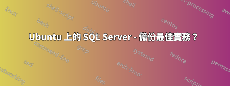 Ubuntu 上的 SQL Server - 備份最佳實務？