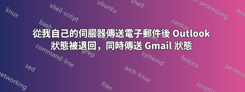 從我自己的伺服器傳送電子郵件後 Outlook 狀態被退回，同時傳送 Gmail 狀態