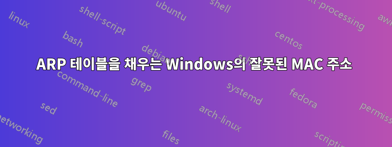 ARP 테이블을 채우는 Windows의 잘못된 MAC 주소