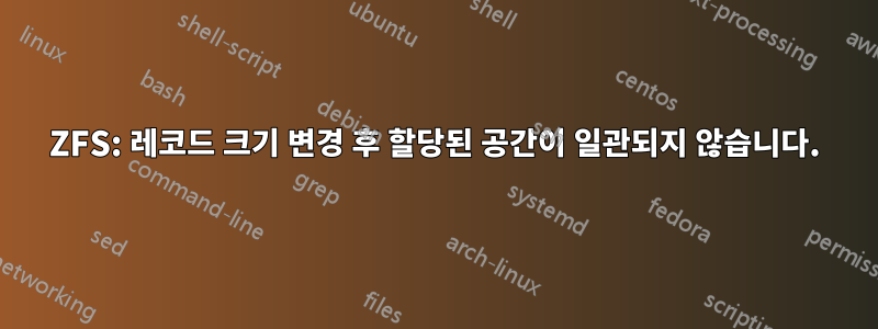 ZFS: 레코드 크기 변경 후 할당된 공간이 일관되지 않습니다.