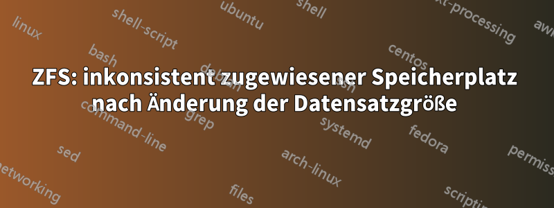 ZFS: inkonsistent zugewiesener Speicherplatz nach Änderung der Datensatzgröße