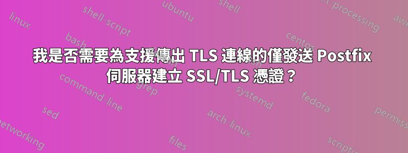 我是否需要為支援傳出 TLS 連線的僅發送 Postfix 伺服器建立 SSL/TLS 憑證？