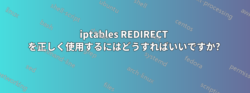 iptables REDIRECT を正しく使用するにはどうすればいいですか?