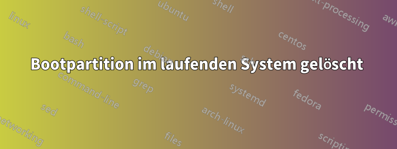 Bootpartition im laufenden System gelöscht