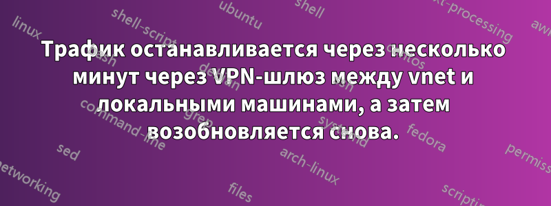 Трафик останавливается через несколько минут через VPN-шлюз между vnet и локальными машинами, а затем возобновляется снова.