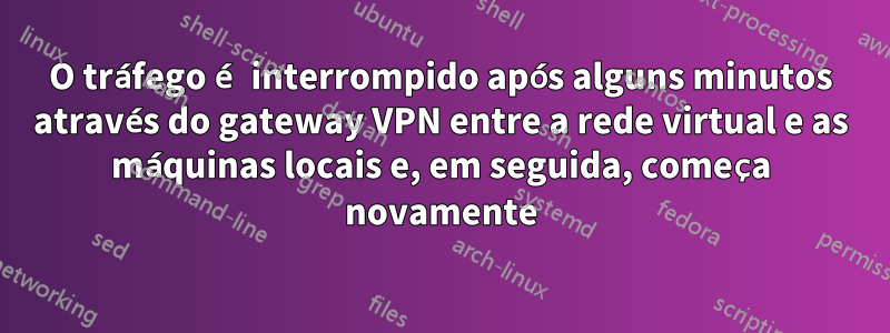 O tráfego é interrompido após alguns minutos através do gateway VPN entre a rede virtual e as máquinas locais e, em seguida, começa novamente