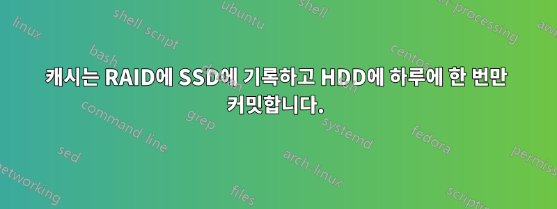 캐시는 RAID에 SSD에 기록하고 HDD에 하루에 한 번만 커밋합니다.