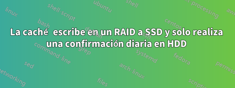 La caché escribe en un RAID a SSD y solo realiza una confirmación diaria en HDD