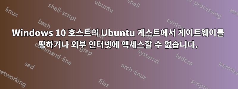 Windows 10 호스트의 Ubuntu 게스트에서 게이트웨이를 핑하거나 외부 인터넷에 액세스할 수 없습니다.