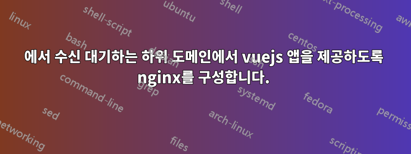 443에서 수신 대기하는 하위 도메인에서 vuejs 앱을 제공하도록 nginx를 구성합니다.