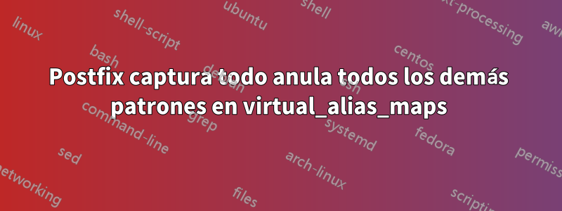 Postfix captura todo anula todos los demás patrones en virtual_alias_maps