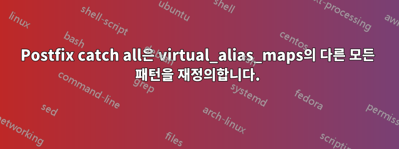 Postfix catch all은 virtual_alias_maps의 다른 모든 패턴을 재정의합니다.