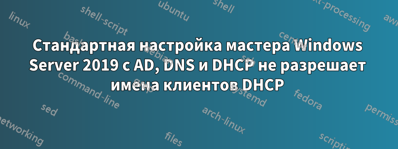 Стандартная настройка мастера Windows Server 2019 с AD, DNS и DHCP не разрешает имена клиентов DHCP