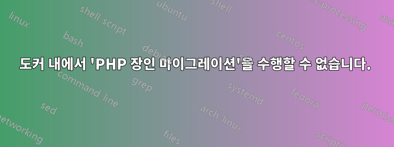 도커 내에서 'PHP 장인 마이그레이션'을 수행할 수 없습니다.