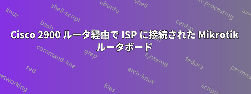 Cisco 2900 ルータ経由で ISP に接続された Mikrotik ルータボード