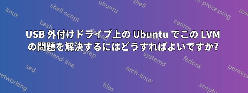 USB 外付けドライブ上の Ubuntu でこの LVM の問題を解決するにはどうすればよいですか?