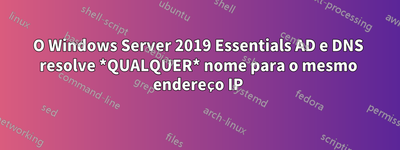 O Windows Server 2019 Essentials AD e DNS resolve *QUALQUER* nome para o mesmo endereço IP