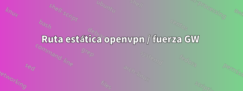 Ruta estática openvpn / fuerza GW