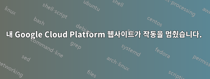 내 Google Cloud Platform 웹사이트가 작동을 멈췄습니다.