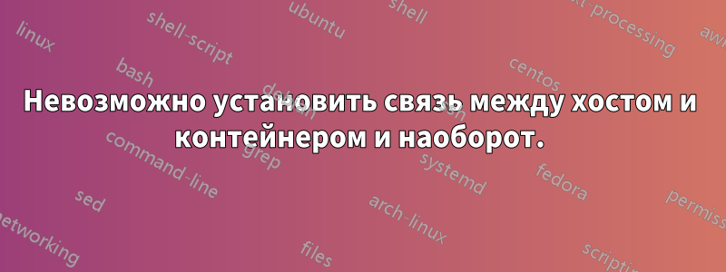 Невозможно установить связь между хостом и контейнером и наоборот.