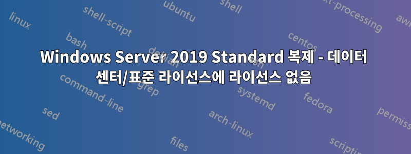 Windows Server 2019 Standard 복제 - 데이터 센터/표준 라이선스에 라이선스 없음