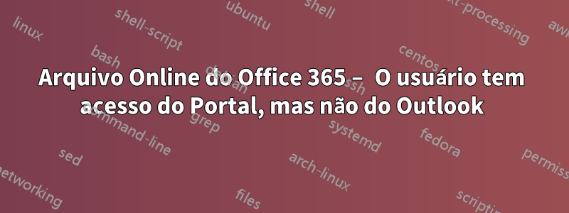 Arquivo Online do Office 365 – O usuário tem acesso do Portal, mas não do Outlook