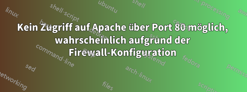 Kein Zugriff auf Apache über Port 80 möglich, wahrscheinlich aufgrund der Firewall-Konfiguration