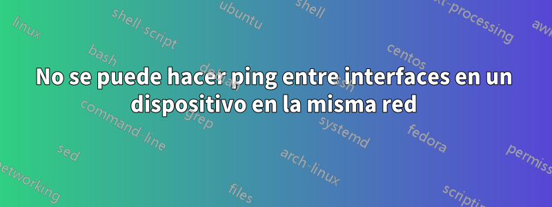 No se puede hacer ping entre interfaces en un dispositivo en la misma red