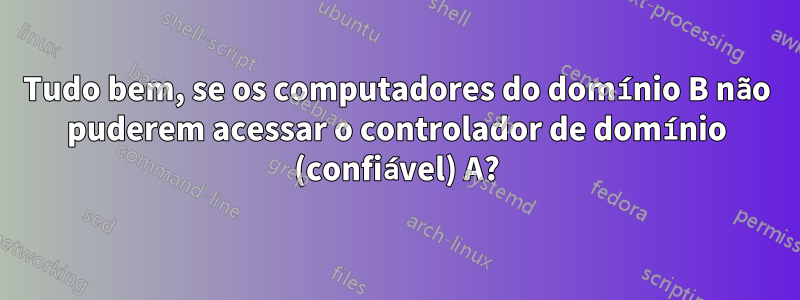 Tudo bem, se os computadores do domínio B não puderem acessar o controlador de domínio (confiável) A?