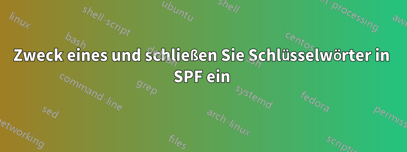 Zweck eines und schließen Sie Schlüsselwörter in SPF ein