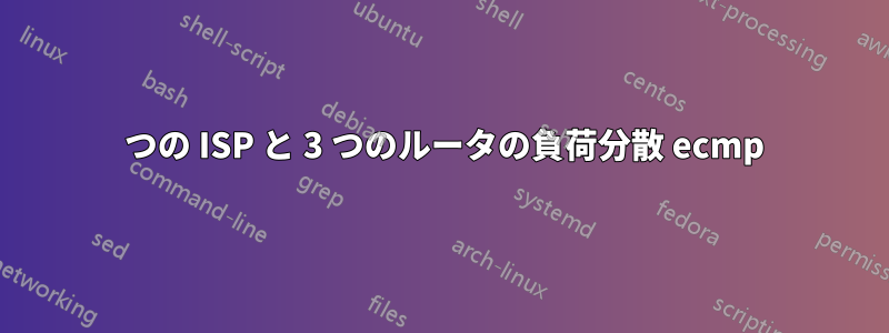 2 つの ISP と 3 つのルータの負荷分散 ecmp