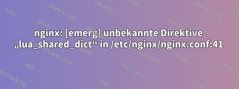 nginx: [emerg] unbekannte Direktive „lua_shared_dict“ in /etc/nginx/nginx.conf:41