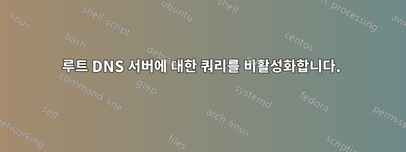 루트 DNS 서버에 대한 쿼리를 비활성화합니다.