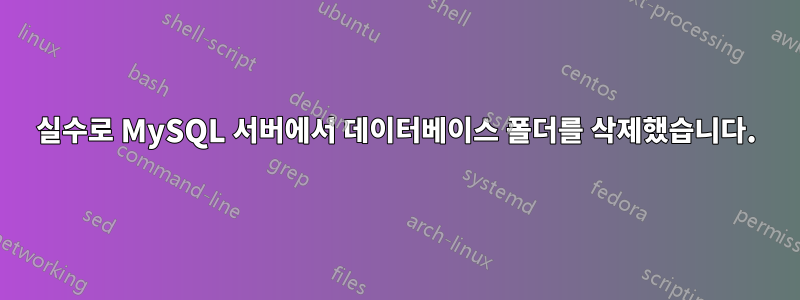 실수로 MySQL 서버에서 데이터베이스 폴더를 삭제했습니다.