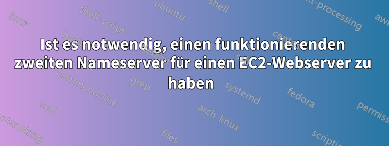 Ist es notwendig, einen funktionierenden zweiten Nameserver für einen EC2-Webserver zu haben 