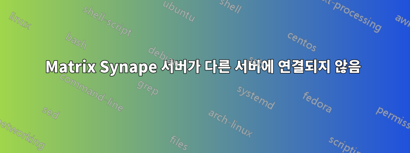 Matrix Synape 서버가 다른 서버에 연결되지 않음