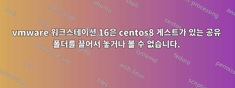 vmware 워크스테이션 16은 centos8 게스트가 있는 공유 폴더를 끌어서 놓거나 볼 수 없습니다.