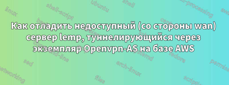 Как отладить недоступный (со стороны wan) сервер lemp, туннелирующийся через экземпляр Openvpn-AS на базе AWS