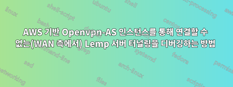 AWS 기반 Openvpn-AS 인스턴스를 통해 연결할 수 없는(WAN 측에서) Lemp 서버 터널링을 디버깅하는 방법