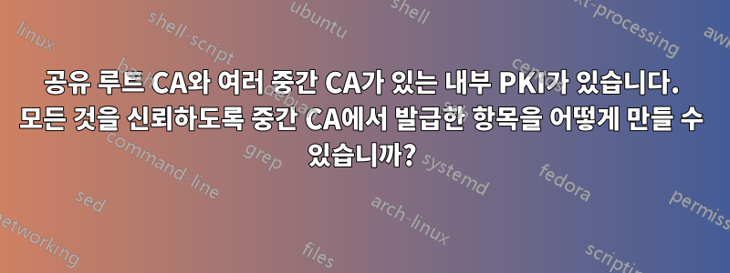 공유 루트 CA와 여러 중간 CA가 있는 내부 PKI가 있습니다. 모든 것을 신뢰하도록 중간 CA에서 발급한 항목을 어떻게 만들 수 있습니까?