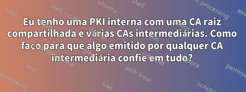 Eu tenho uma PKI interna com uma CA raiz compartilhada e várias CAs intermediárias. Como faço para que algo emitido por qualquer CA intermediária confie em tudo?