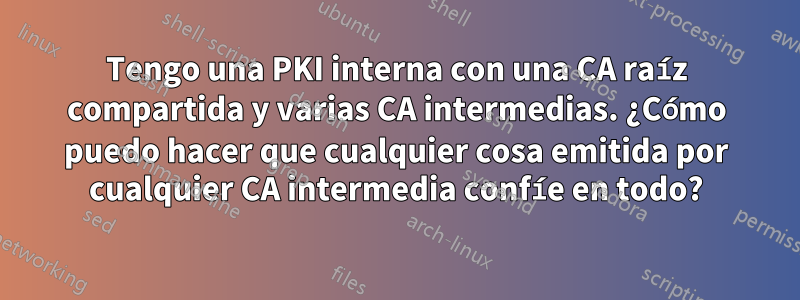 Tengo una PKI interna con una CA raíz compartida y varias CA intermedias. ¿Cómo puedo hacer que cualquier cosa emitida por cualquier CA intermedia confíe en todo?