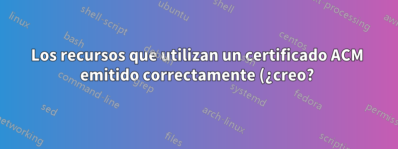 Los recursos que utilizan un certificado ACM emitido correctamente (¿creo?) producen net::ERR_CERT_AUTHORITY_INVALID cuando se accede a ellos