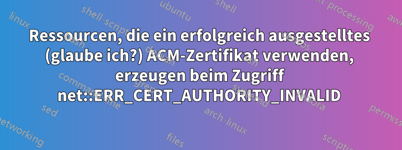 Ressourcen, die ein erfolgreich ausgestelltes (glaube ich?) ACM-Zertifikat verwenden, erzeugen beim Zugriff net::ERR_CERT_AUTHORITY_INVALID