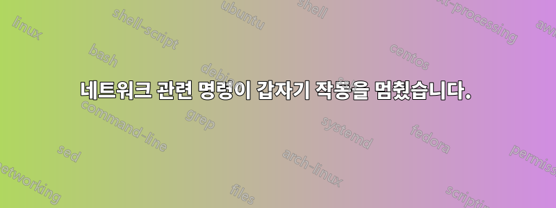 네트워크 관련 명령이 갑자기 작동을 멈췄습니다.