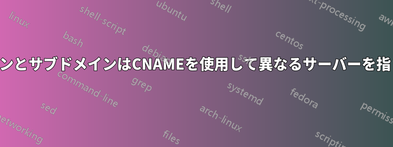 ドメインとサブドメインはCNAMEを使用して異なるサーバーを指します