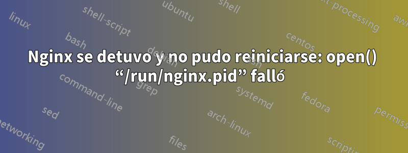 Nginx se detuvo y no pudo reiniciarse: open() “/run/nginx.pid” falló